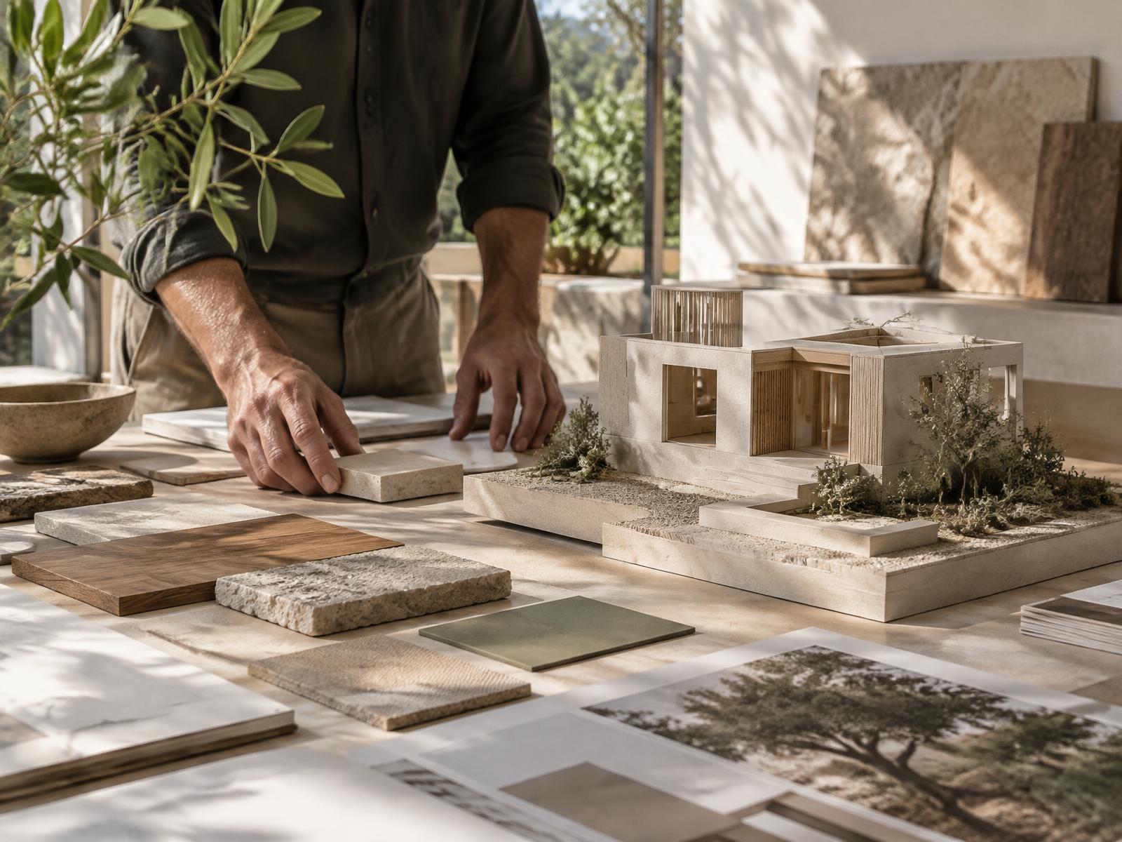 Tavolo di progetto con materiali